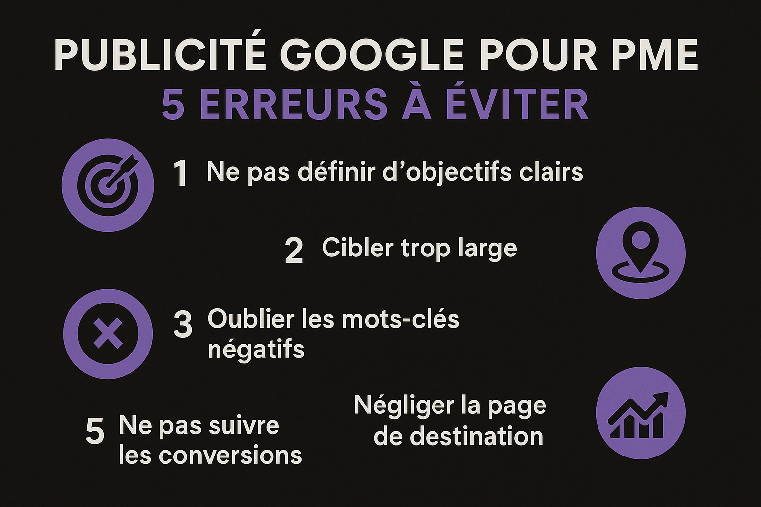 Infographie Google Ads PME : 5 erreurs à éviter pour optimiser ses campagnes publicitaires